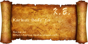Karkus Beáta névjegykártya