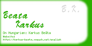 beata karkus business card