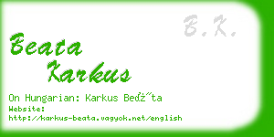 beata karkus business card